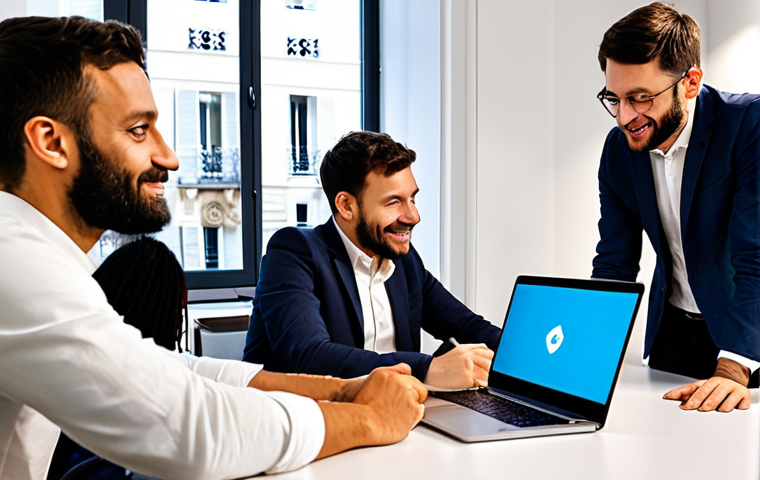 MNBC & Fintech Collaboration**

"A modern, brightly lit co-working space in Paris, featuring diverse professionals (fully clothed, appropriate attire) from both traditional banking and fintech startups collaborating on laptops.  The scene emphasizes teamwork and innovation.  Subtle French flag in the background. Safe for work. Perfect anatomy, well-formed hands, correct proportions, natural pose, professional, family-friendly, appropriate content."

**