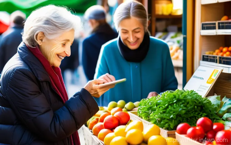CBDC가 금융 포용성에 미치는 영향 - **Prompt:** A diverse group of people in a vibrant French street market, spanning generations and ba...