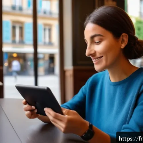 Home 30 CBDC의 사용자 경험 설계 원칙과 접근법 - A diverse group of French users interacting with a digital central bank currency app on various devi...